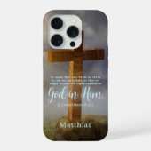 Beautiful Wooden Cross Scripture Personalized iPhoneケース (裏面)