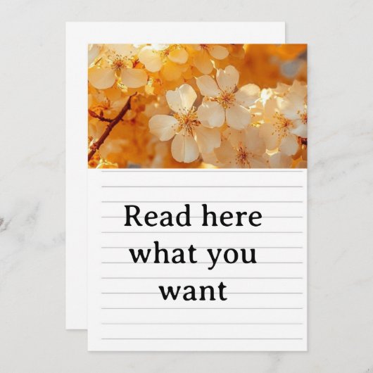 Beautiful Yellow Flower Wedding Invitation - Elega 招待状 (正面/裏面)