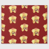 beautiful yellow orchid on a ruby red background ラッピングペーパー (フラット)