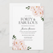 BeautifulBlushピンクエレガントク40歳の誕生日 招待状 (正面/裏面)