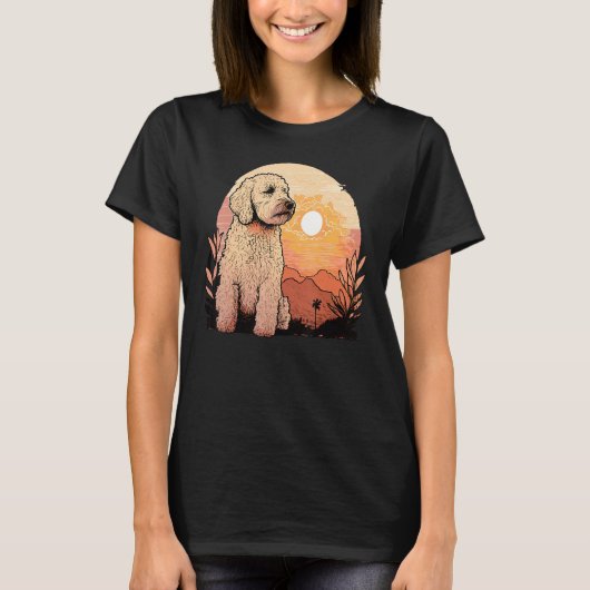 Beautifull Golden Doodle Sunset vintage Goldendood Tシャツ (正面)