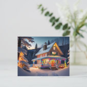 Beautifully Decorated Christmas House Postcard シーズンポストカード (スタンド正面)