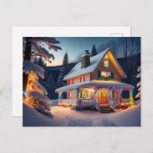 Beautifully Decorated Christmas House Postcard シーズンポストカード (正面/裏面)