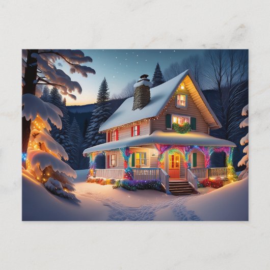 Beautifully Decorated Christmas House Postcard シーズンポストカード (正面)