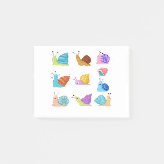 Beautifully Illustrated Snails Cartoon Snail Lover ポストイット (正面)