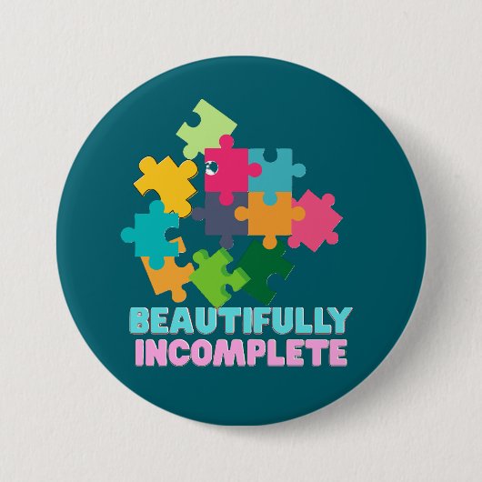 Beautifully Incomplete Colorful Puzzle Piece 缶バッジ (正面)