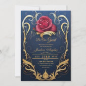 Beauty and the Beast Red Rose Sweet 16 Invitations 招待状 (正面)