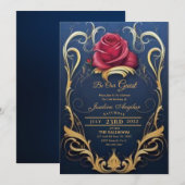 Beauty and the Beast Red Rose Sweet 16 Invitations 招待状 (正面/裏面)