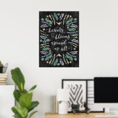 Beauty Blooms | Chalkboard Calligraphy Quote ポスター (ホームオフィス)