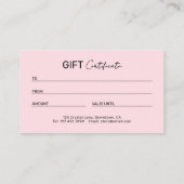 Beauty Business Promotional Gift Certificate コーリングカード (裏面)