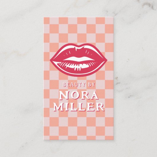 Beauty By Retro Pink Checkerboard Lips Makeup 名刺 (正面)