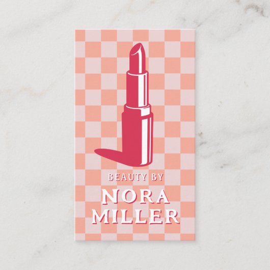 Beauty By Retro Pink Checkerboard Lipstick Makeup 名刺 (正面)