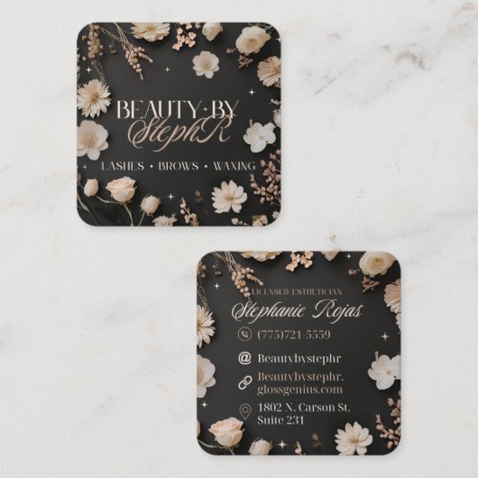 Beauty By Steph R Custom Ordered Square Business C スクエア名刺 (正面/裏面)