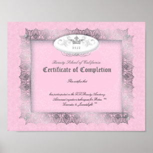 Beauty Diploma Certificate of Completion Pink ポスター