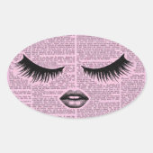 Beauty Fashion Art Pink Sticker 楕円形シール (正面)