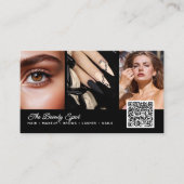 Beauty / Hair / Lashes / Nails 4枚写真QRコード 名刺 (正面)