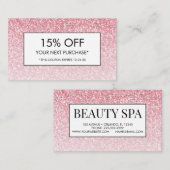 Beauty Hair Salon Spa Pink Glitter Discount Coupon 名刺 (正面/裏面)