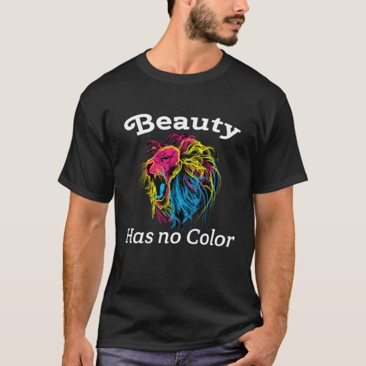 Beauty Has No Colour Lion Face Multi Colour Equali Tシャツ (正面)