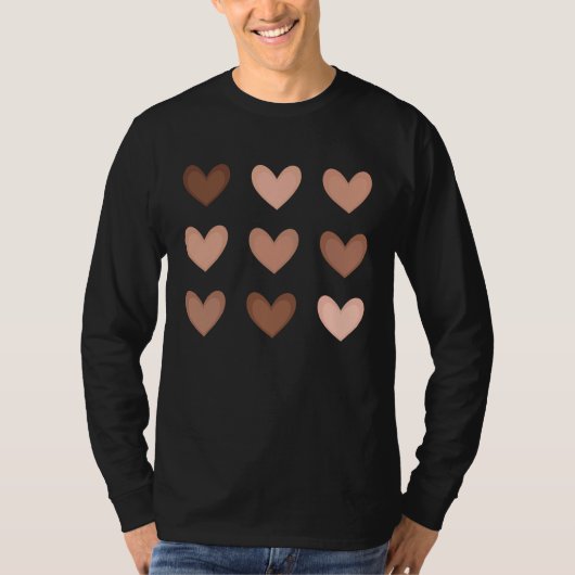Beauty Has No Skin Tone Melanin Diversity Hearts Tシャツ (正面)