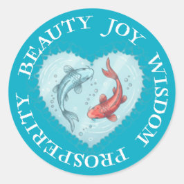 Beauty , Joy, Wisdom Prosperity Koi sticker ラウンドシール