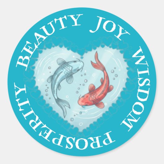 Beauty , Joy, Wisdom Prosperity Koi sticker ラウンドシール (正面)