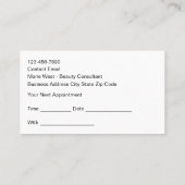 Beauty Nails Hair Makeup Salon Appointment Cards 名刺 (裏面)