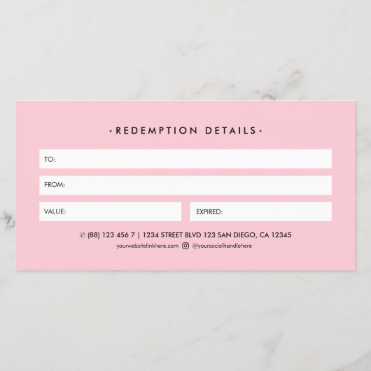 Beauty Professional Pastel Pink Gift Card (裏面)