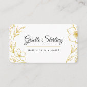 Beauty Salon Botanical Gold White QRコード 名刺 (正面)