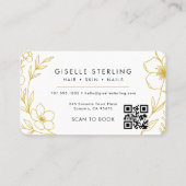 Beauty Salon Botanical Gold White QRコード 名刺 (裏面)