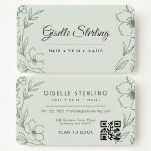 Beauty Salon Botanical Sage Green QR Code 名刺