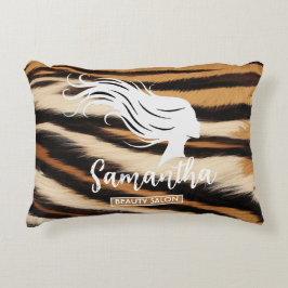 Beauty Salon Custom Name Tiger Print Salon Bag アクセントクッション