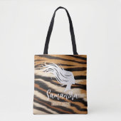 Beauty Salon Custom Name Tiger Print Salon Bag トートバッグ (正面)