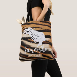 Beauty Salon Custom Name Tiger Print Salon Bag トートバッグ