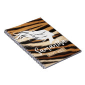 Beauty Salon Custom Name Tiger Print Salon Bag ノートブック (右側)