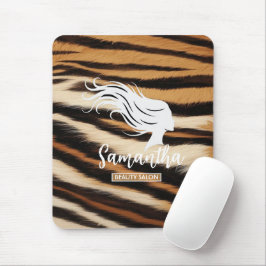 Beauty Salon Custom Name Tiger Print Salon Bag マウスパッド