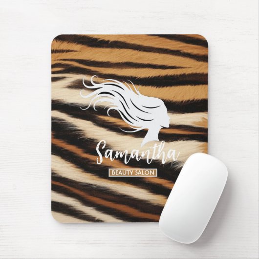 Beauty Salon Custom Name Tiger Print Salon Bag マウスパッド (マウス)