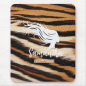 Beauty Salon Custom Name Tiger Print Salon Bag マウスパッド (正面)