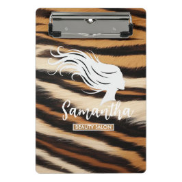 Beauty Salon Custom Name Tiger Print Salon Bag ミニクリップボード