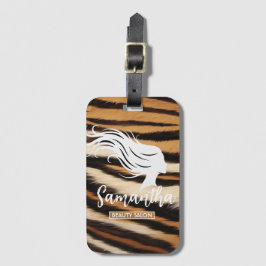 Beauty Salon Custom Name Tiger Print Salon Bag ラゲッジタグ