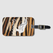 Beauty Salon Custom Name Tiger Print Salon Bag ラゲッジタグ (正面横)
