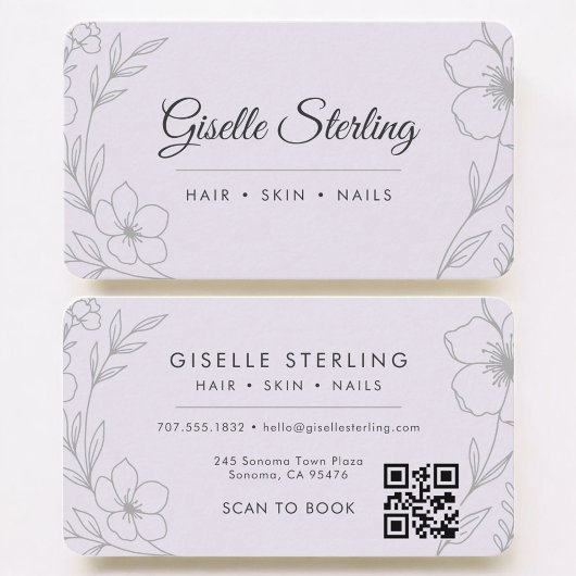 Beauty Salon Purple QR Code Professional 名刺