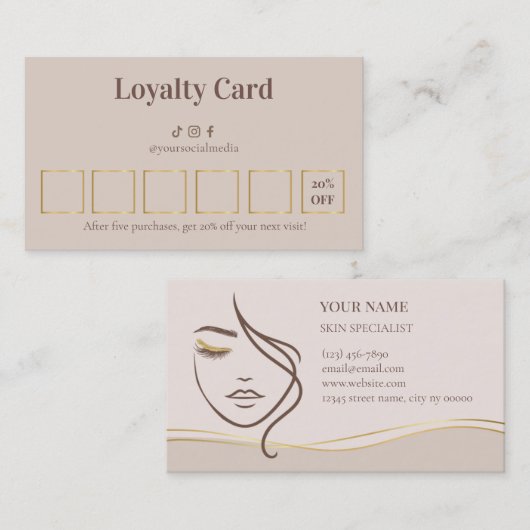 Beauty Skin Care Loyalty Card ロイヤリティカード (正面/裏面)