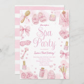 Beauty Spa Day Pink Party Invitation 招待状 (正面/裏面)