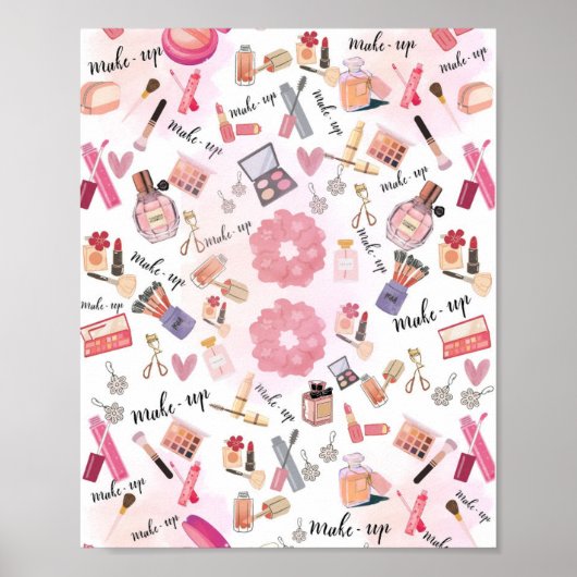 "Beauty Station" Makeup Illustration Wall Art ポスター (正面)