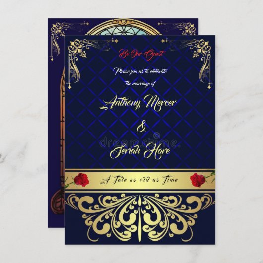 Beauty & the Beast Wedding Invitation 招待状 (正面/裏面)