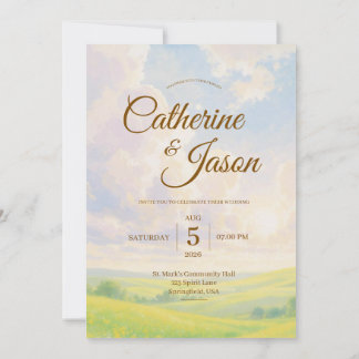 Beauty Watercolor Scenery Wedding Invitation 招待状
