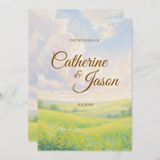 Beauty Watercolor Scenery Wedding Invitation 招待状 (正面/裏面)