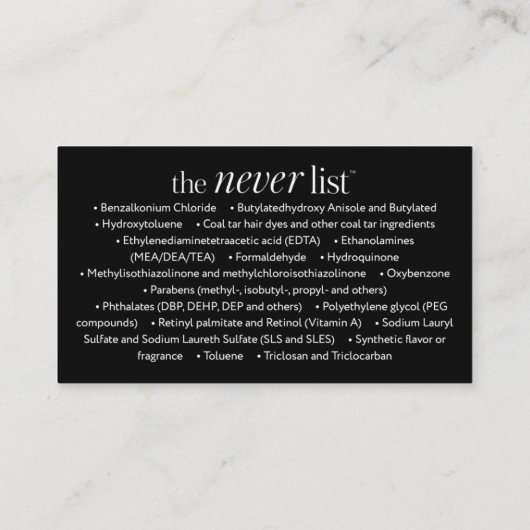 Beautycounterの名刺の黒 名刺 (裏面)