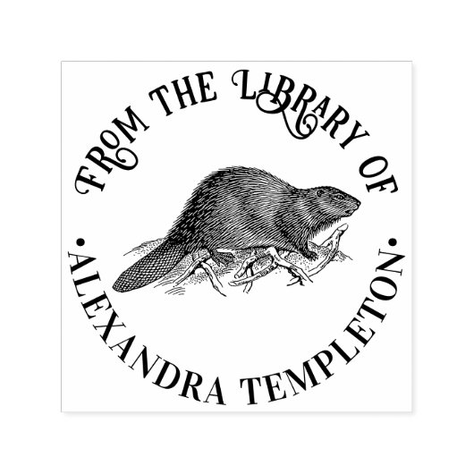 Beaver 素朴 #2 Round Libraryブック名 セルフインキングスタンプ (デザイン)