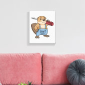 Beaver as Craftsman with Wrench キャンバスプリント (インサイチュ (リビング))